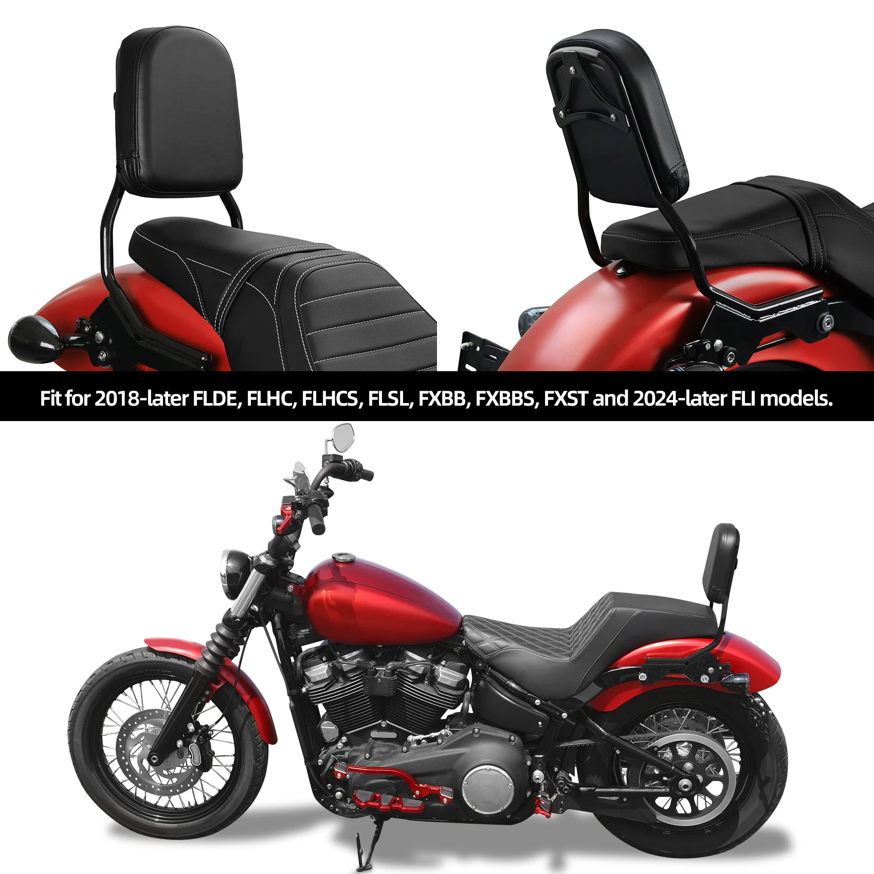 Sissy Bar Backrest For Harley Street Bob FXBB Softail Slim Heritage Classic 114 2018-2025 Deluxe FLDE 2018-2020 Motorcycle - view 5