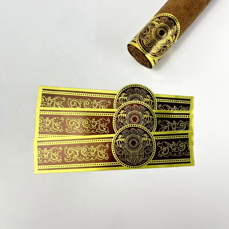 Customized productReady Stock High quality cigar band paper ring Sticker label Printing Embossing Cigar Band Labels