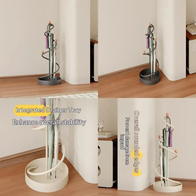 Modern Black Metal Umbrella Storage Rack Spiral Stand for Foyer Entrance Simple High End Style Organizer Holder