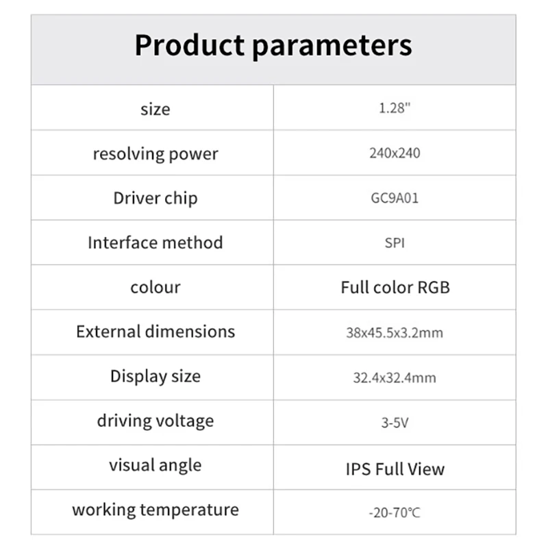 TFT Display 1.28 Inch TFT LCD Display Module Round RGB 240*240 GC9A01 Driver 4 Wire SPI Interface 240x240 PCB For Arduino