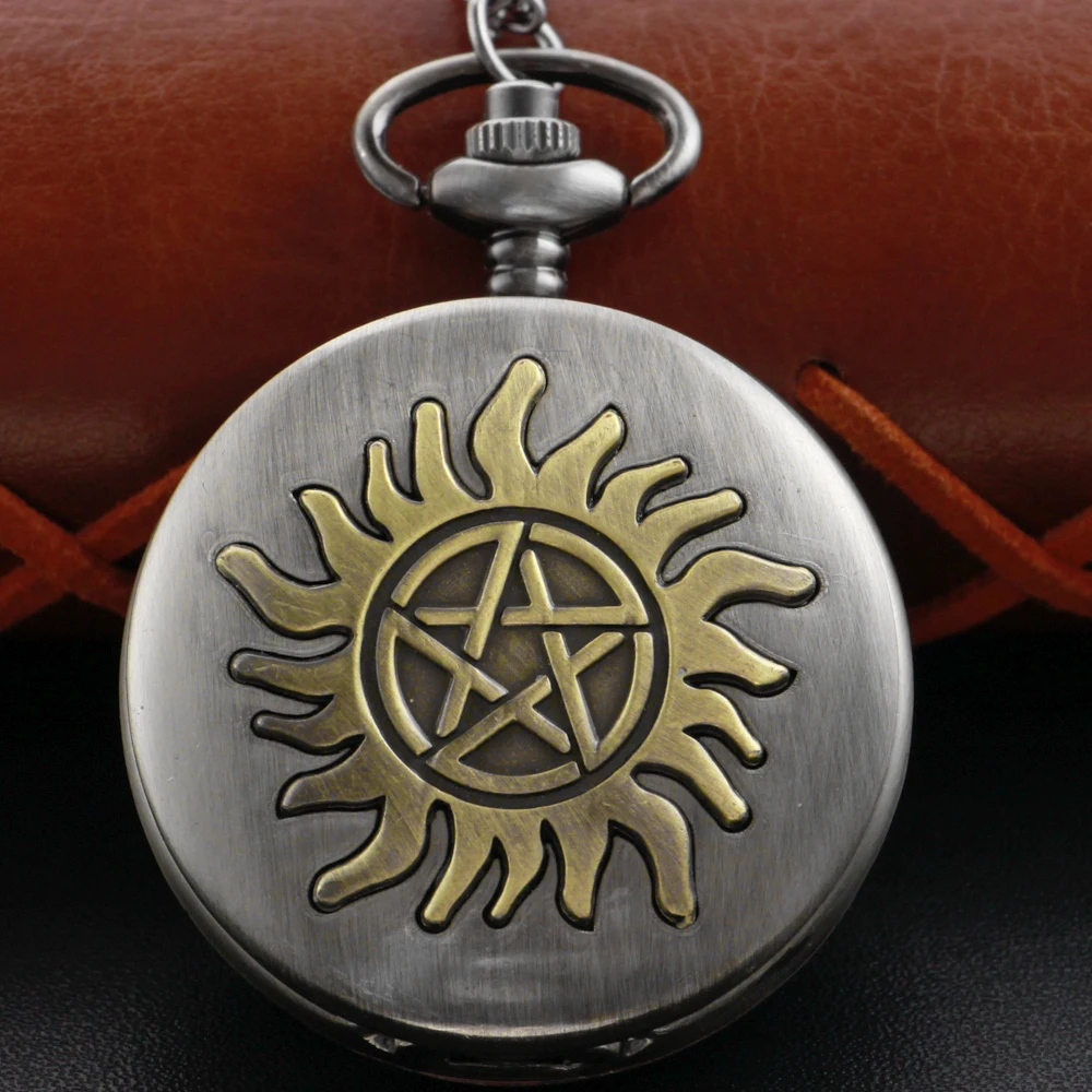 

Animation Game Game Five-Pointed Star Gray Arabic Digital Quartz Pocket Watch Necklace Pendant Clock Fob Chain Men's Women's