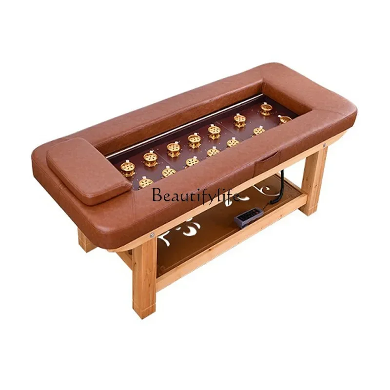 Solid Wood Automatic Smoke-Free Moxibustion Bed for Beauty Salon