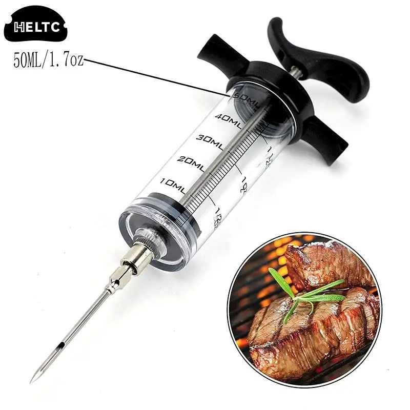 1set Spice Syringe Marinade Injector Flavor Syringe Cooking Meat Poultry Turkey Chicken Kitchen Utensils Accessories  BBQ Tool