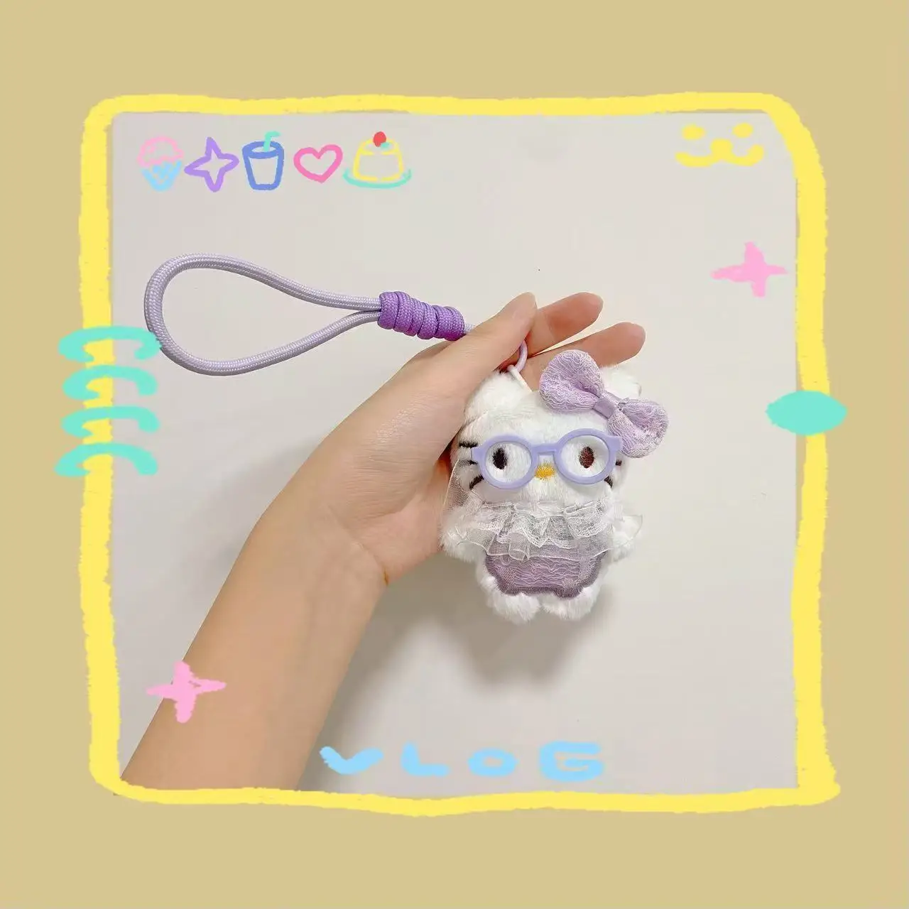 Sanrio Leuke Bril Kant Hello Kitty Cartoon Pluche Sleutelhanger Pakket Ornament Student Beste Vriend Meisje Verjaardag Kerstcadeaus