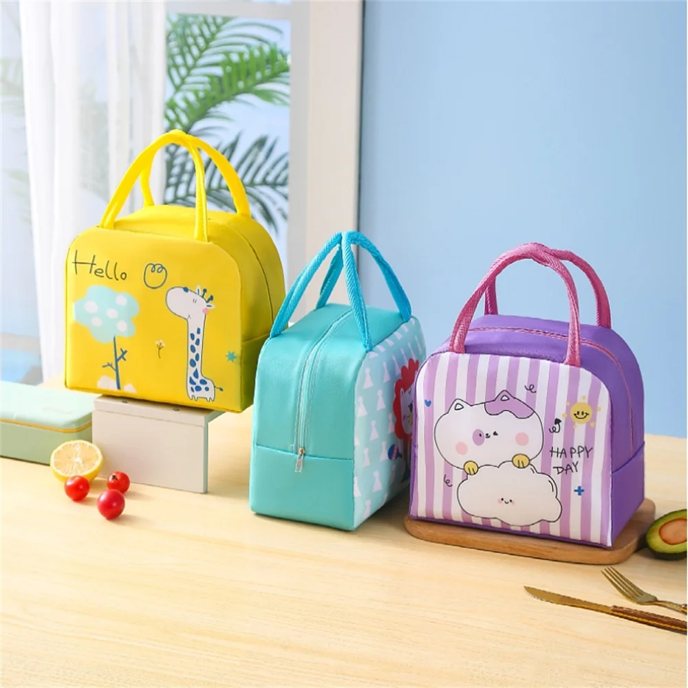 Cartoon Lunch Bag Portable Insulated Thermal Heat Cute Children Bento Bag Picnic Tote Kid School Lunch Box Bags Cooler Pouch