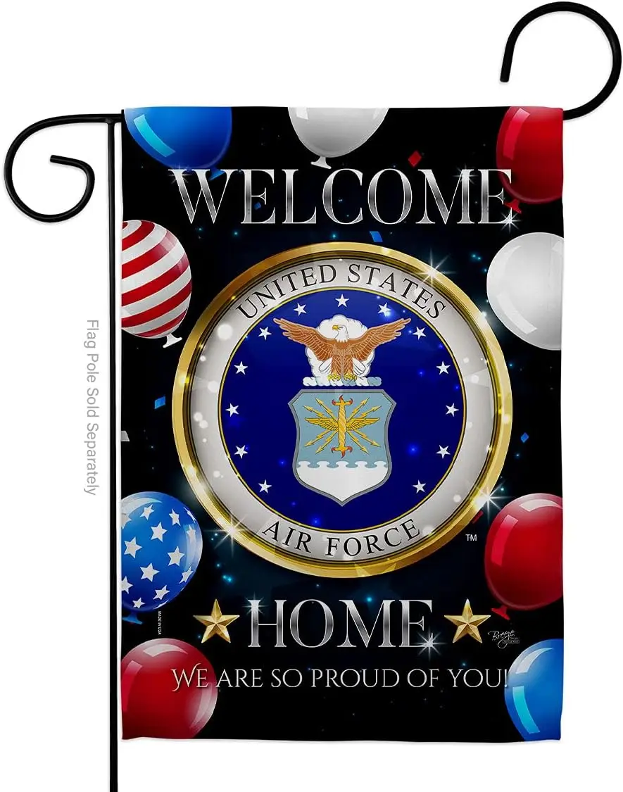 Breeze Decor Welcome Home Air Garden Flag Armed Forces USAF United State American Military Veteran Retire Official House Decorat