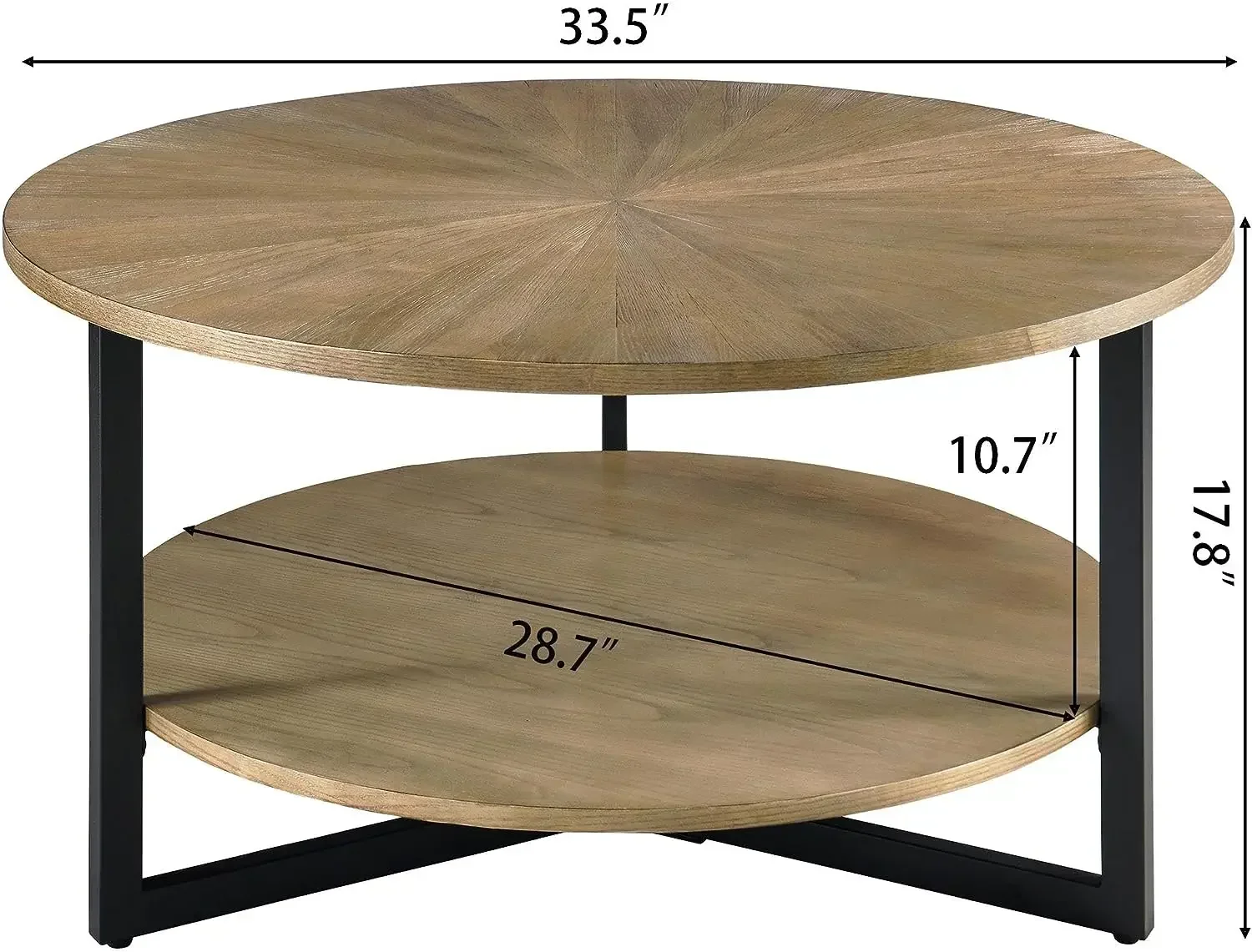 Leemtorig-madera redonda para sala de estar, mesa de centro circular, mesa de centro de tambor de madera maciza de granja con almacenamiento