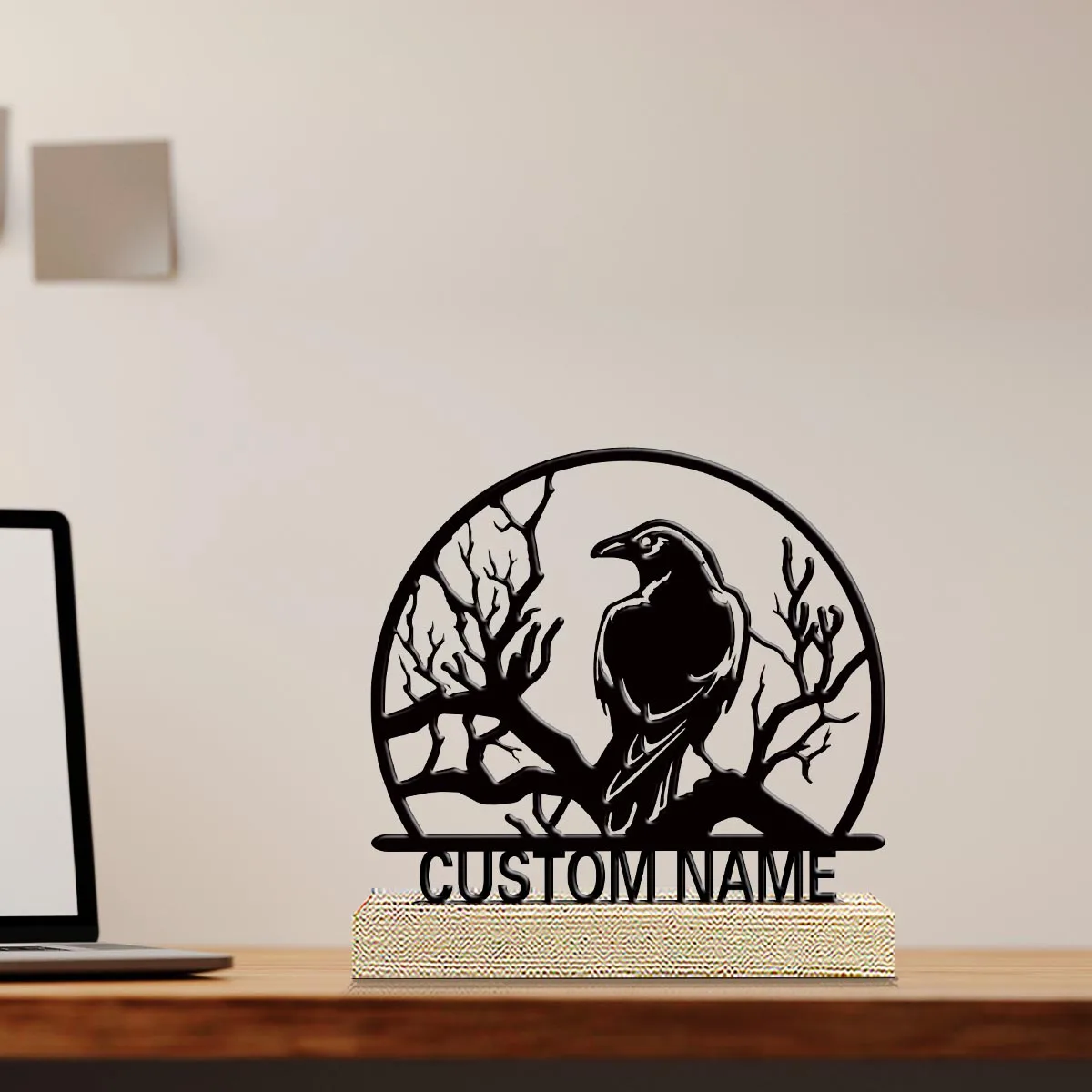1pc Personalized Metal Artwork Custom Name With Wooden Base Room Decorations, Bar Counter Decorations