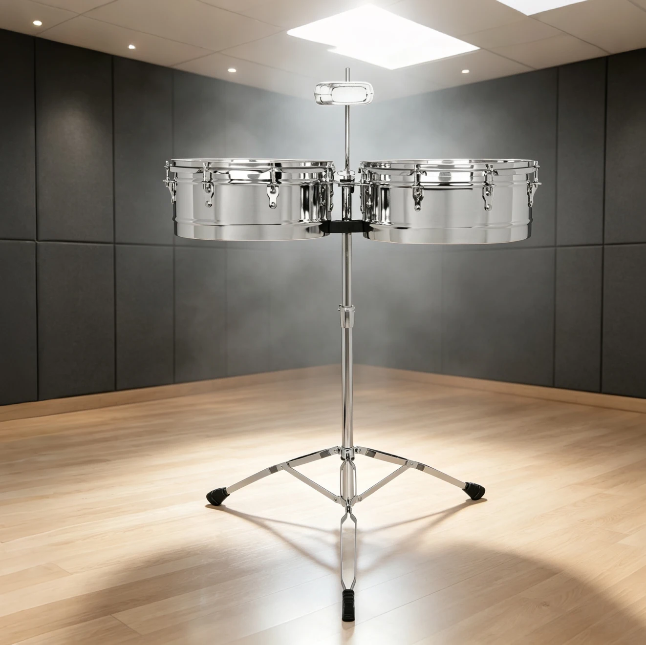 SLADE Timbales Drum 14 15 Inch  Marching Snare Complete Drum Set Silver Metal with Drumsticks Strap Percussion Istrument