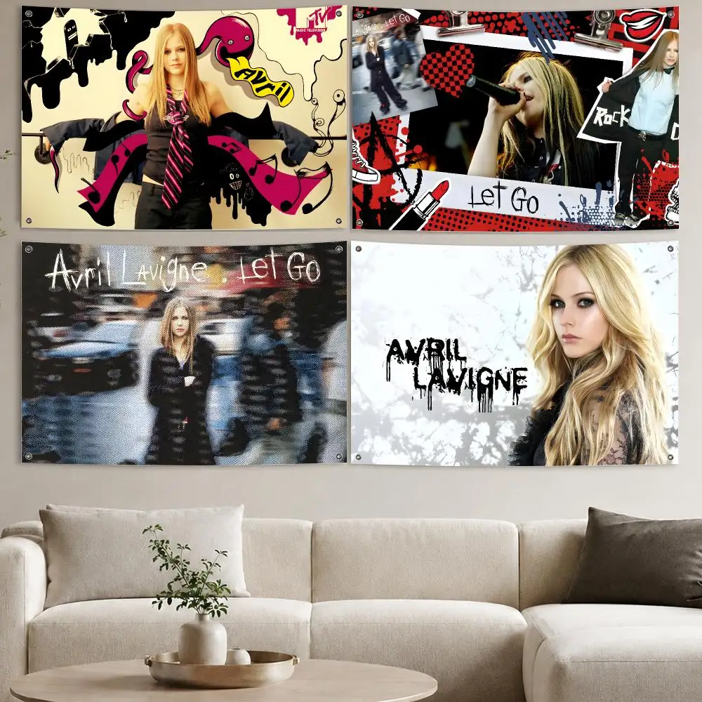 Star Singer A-Avril L-Lavigne Flags Aesthetic Wall Tapestry Printed Wall Hanging Living Room Party Outdoor Decor