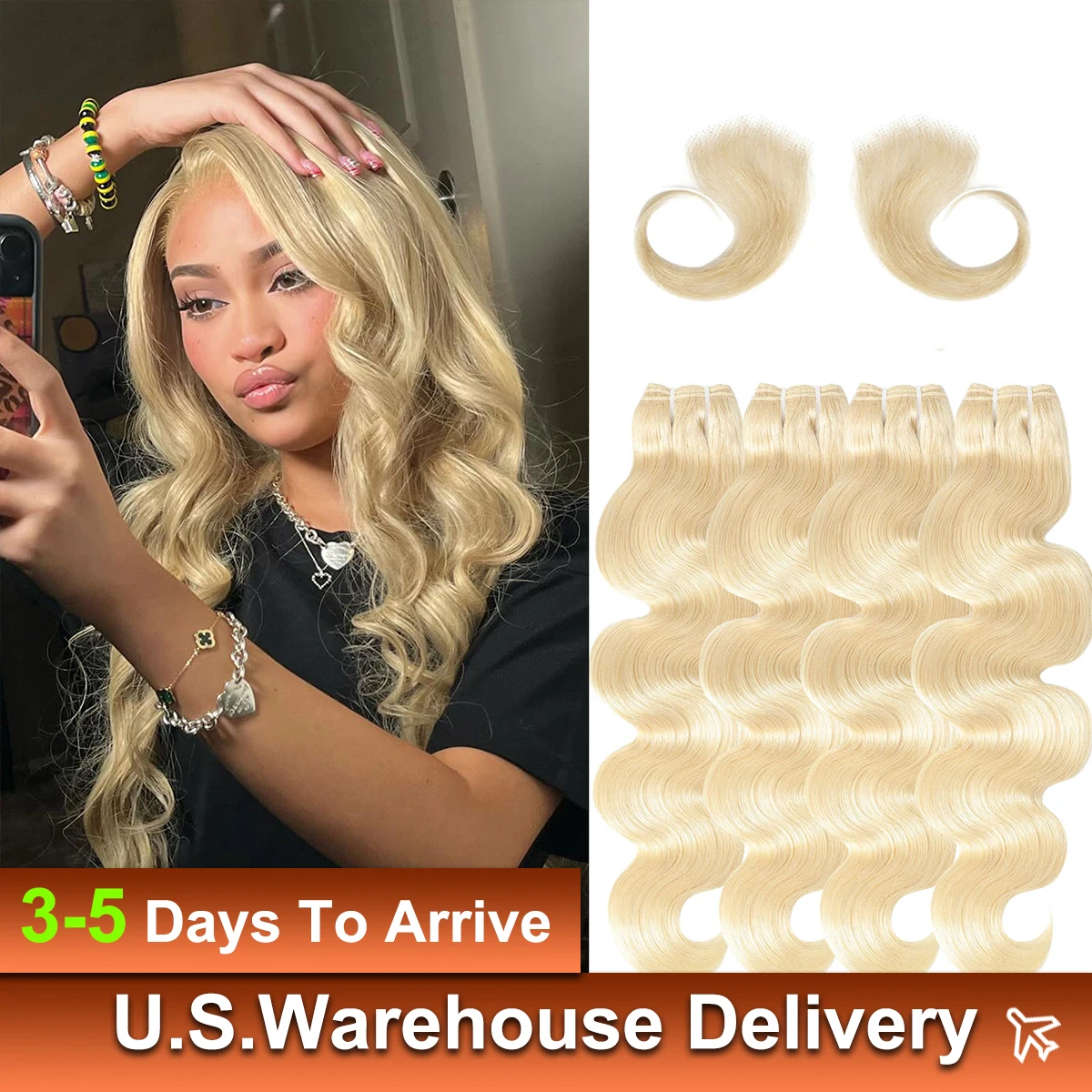 1/3/4 613 Blonde Hair Weave Body Wave Bundles Human Hair Wig 100% Remy Long Brazilian Braided wigs 18 20 22 24 26 Inch