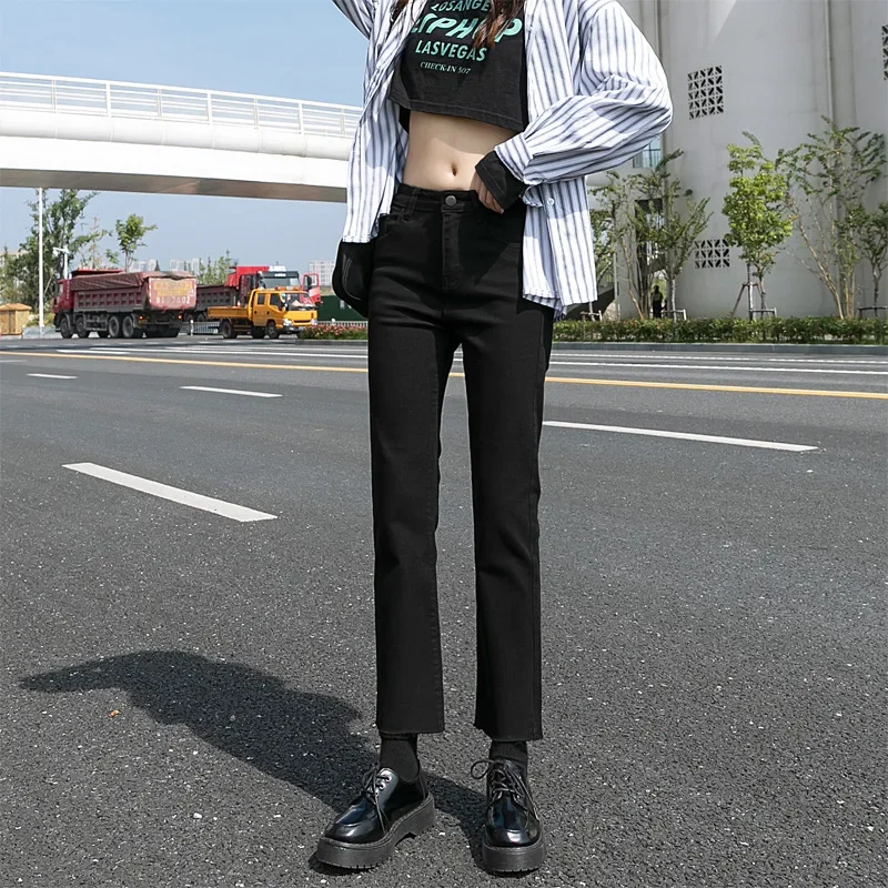 2024 New Autumn Clothes New Stretch Casual High Waist Loose Slim Cropped Trousers