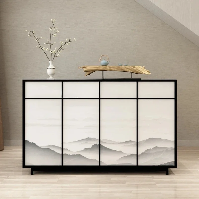 

Новый китайский пристенный столик из массива дерева, простой боковой шкафчик, тумба для обуви, декоративный разделительный шкаф для прихожей.