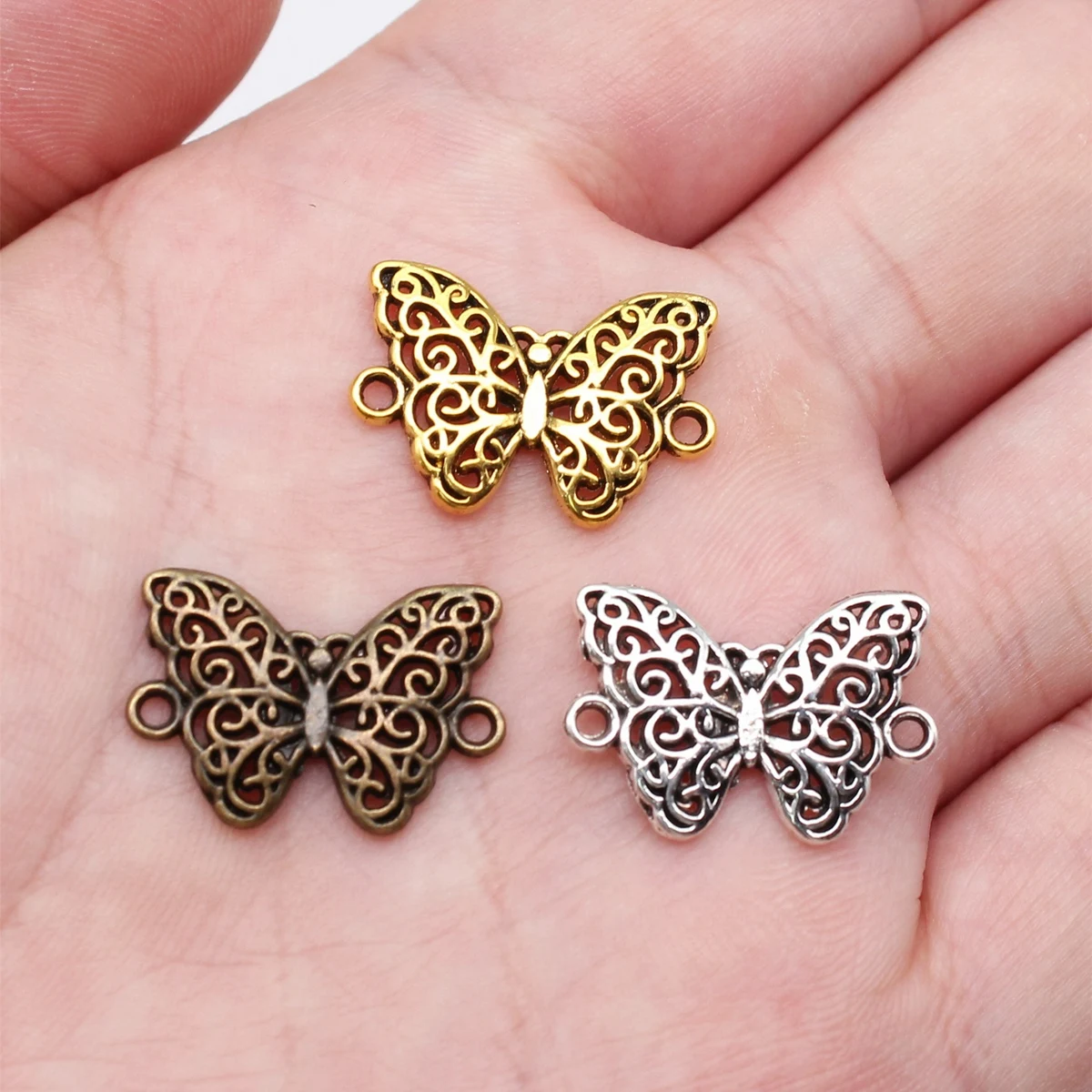 WYSIWYG 10pcs 3 Colors 14x21mm Butterfly Connector Charms For Jewelry Making Jewelry Accessories