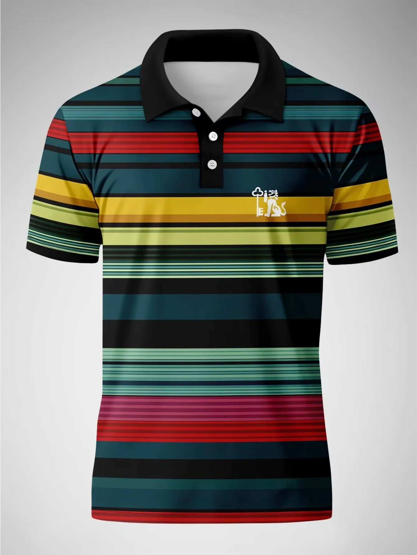 2026 Summer New Style Men's Short-Sleeved Polo Shirt with 3D Stripes Pattern Print - Street Casual Fashion Comfortable and Soft