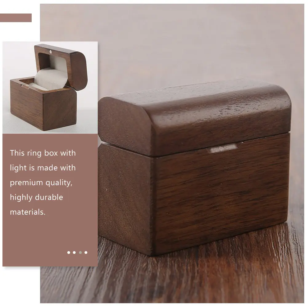 

Деревянная шкатулка для обручального кольца с подсветкой, романтический футляр для предложения руки и сердца, подарок на годовщину свадьбы, держатель для хранения ювелирных украшений