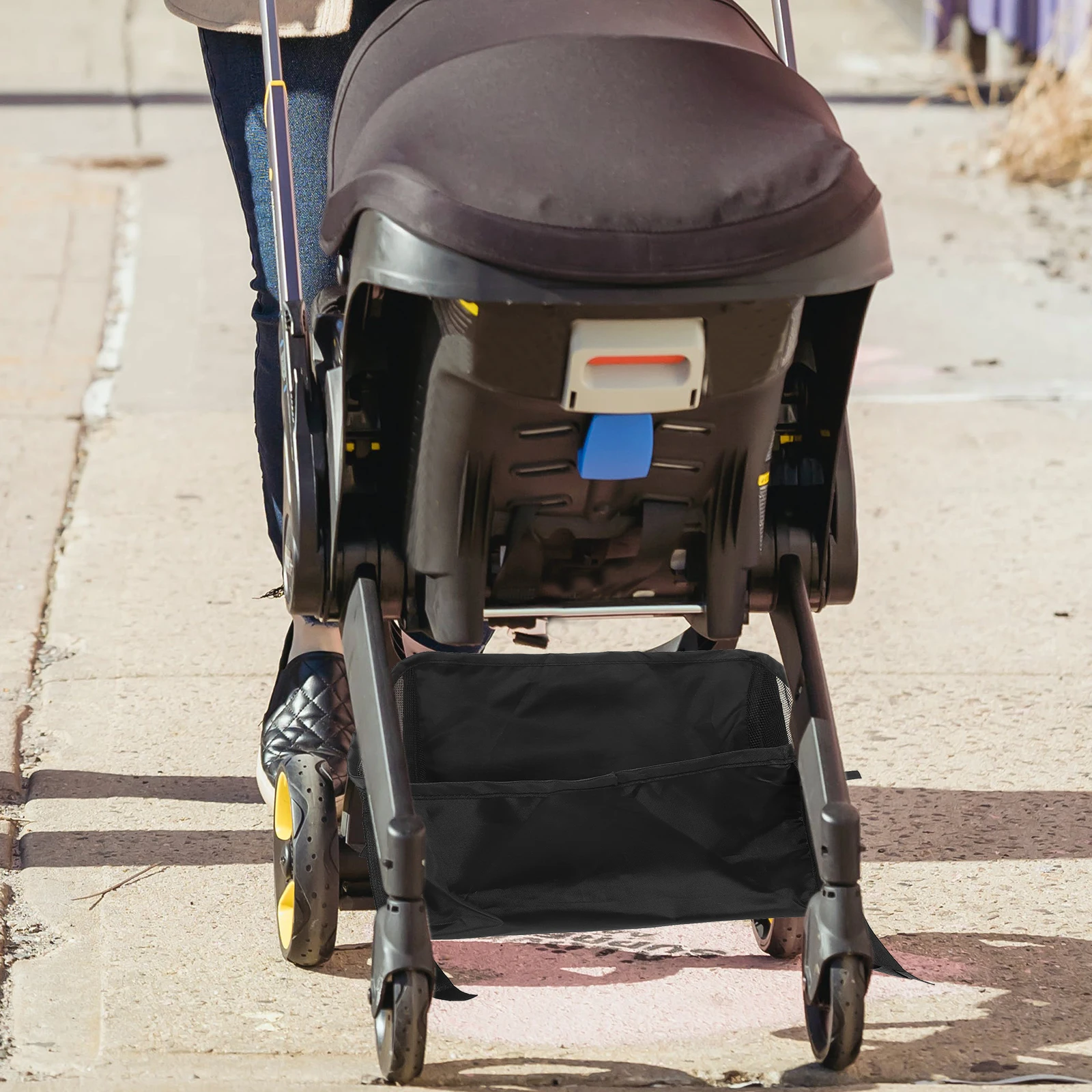 حقيبة تنظيم سفلية لعربة الأطفال العالمية، حقيبة تخزين قوية لزجاجات الحفاضات، سهلة التركيب، مادة آمنة للتسوق أثناء السفر #4