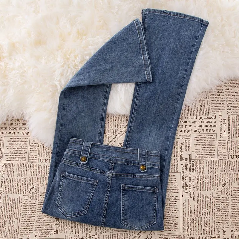 

Джинсы-колокольчики с высокой талией в стиле ретро, женские джинсы-боты, осень 2023, новые утягивающие универсальные облегающие джинсы с грушевым принтом TT734