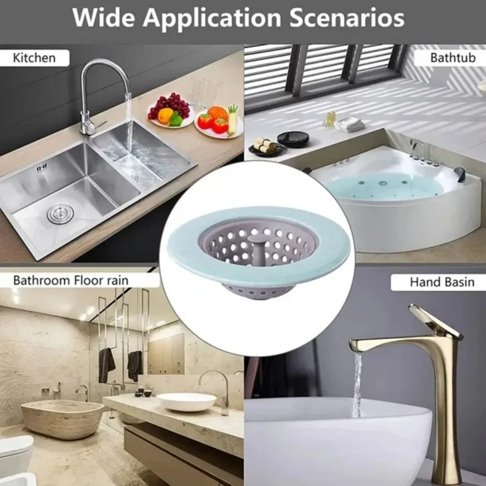 1/4pcs Silicone Anti-Clogging Filter Portable Sink Strainer Bathroom Kitchen For Drains Cover Hair Waste Plug Filter Strainer