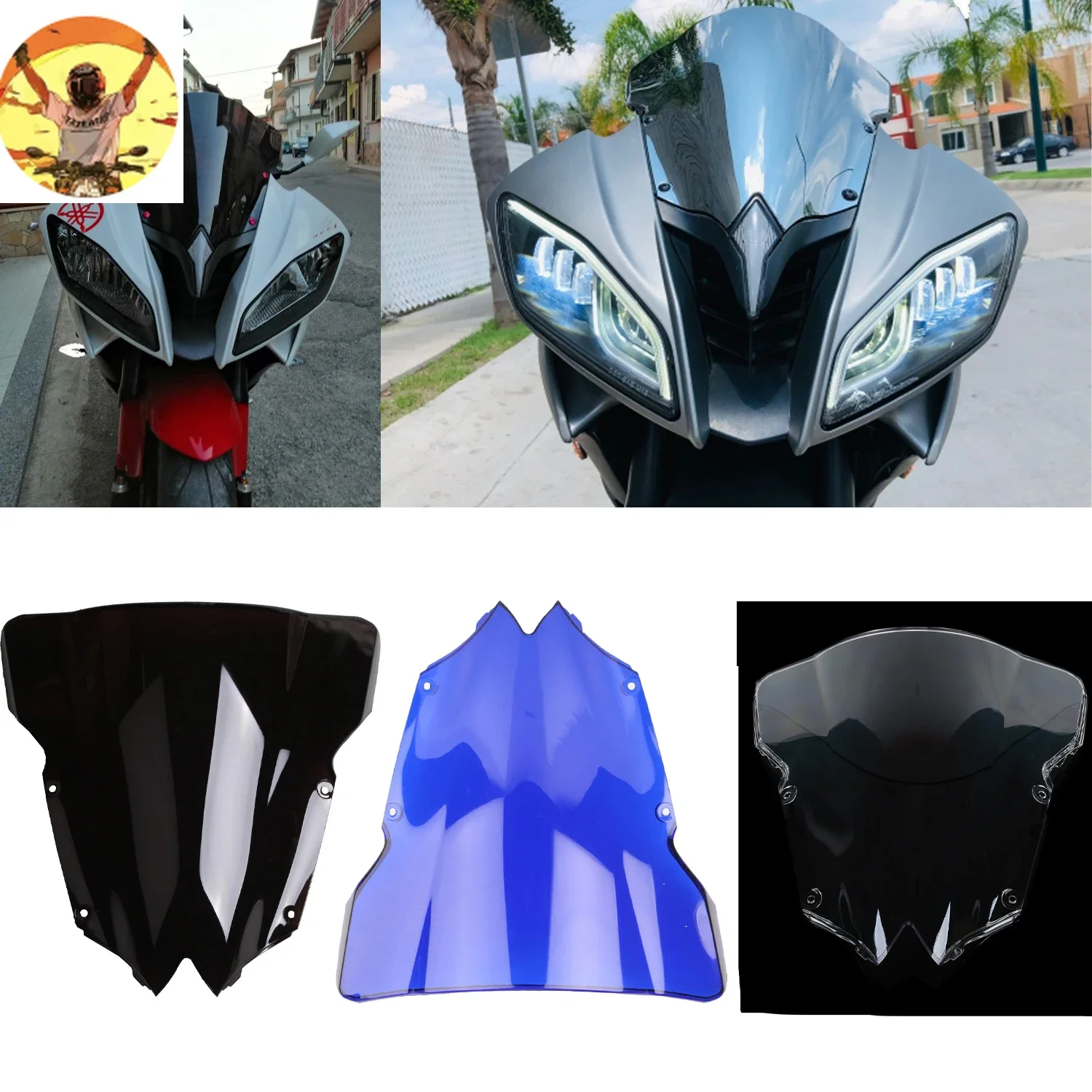 

Motorcycle Windshield Windscreen For Yamaha YZF R6 600 2008 2009 2010 2011 2012 2013 2014 2015 2016