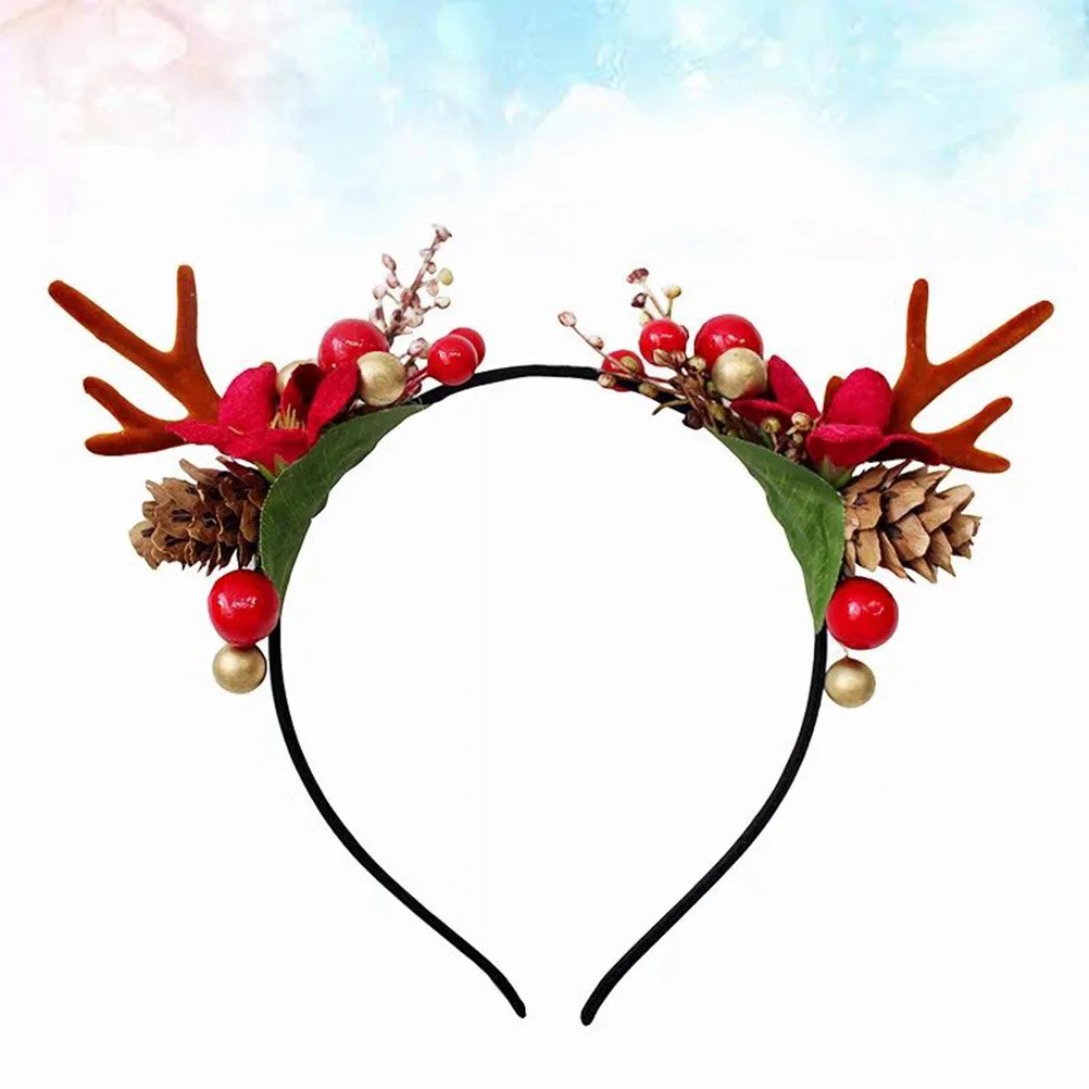 

Floral Christmas Hair Hoops Soft Antler Headbands Pine Cone Design Lightweight Party Decorations Costume Carnival