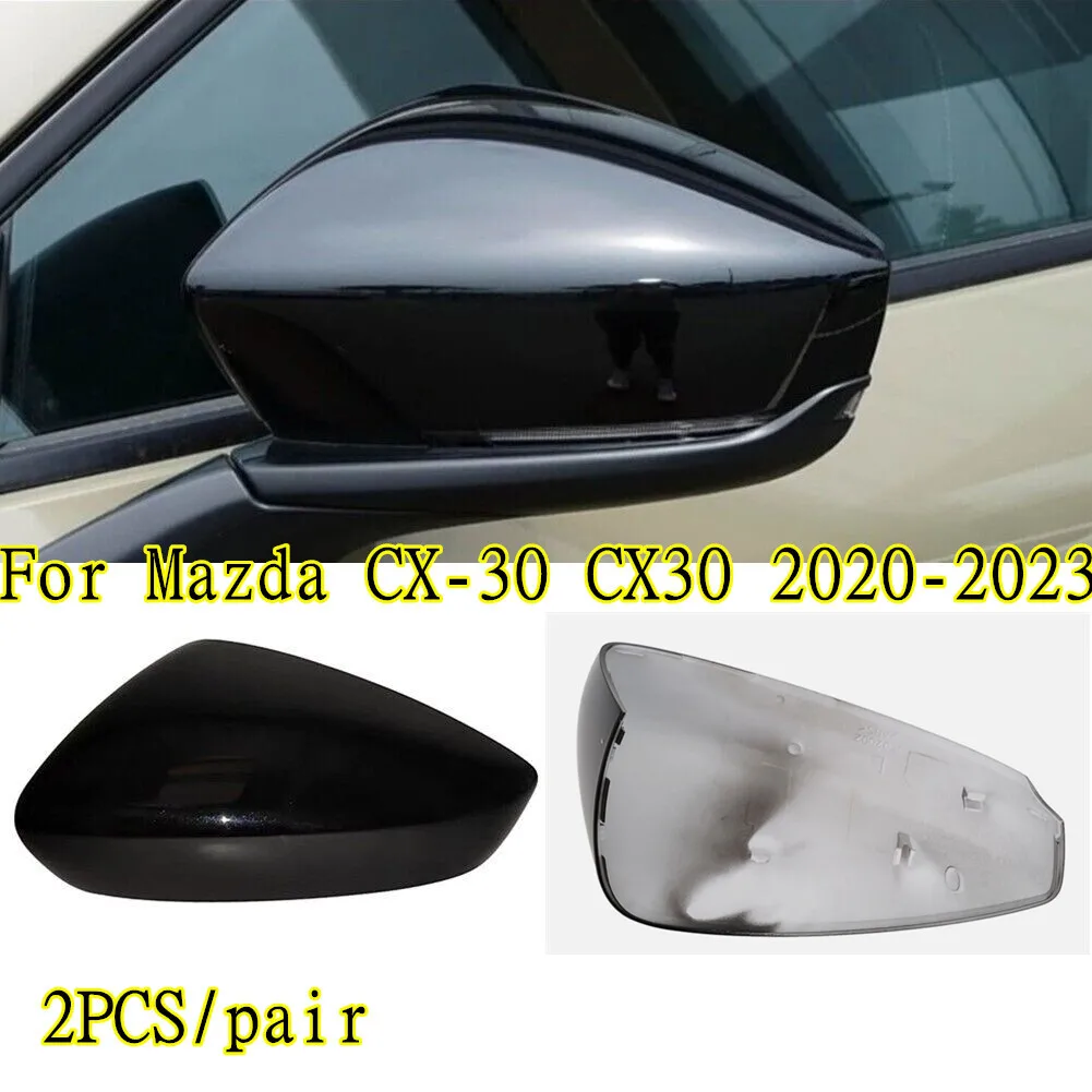 

2Pcs Black Side Rearview Mirror Replacement Cover Cap For Mazda CX-30 2020-2023