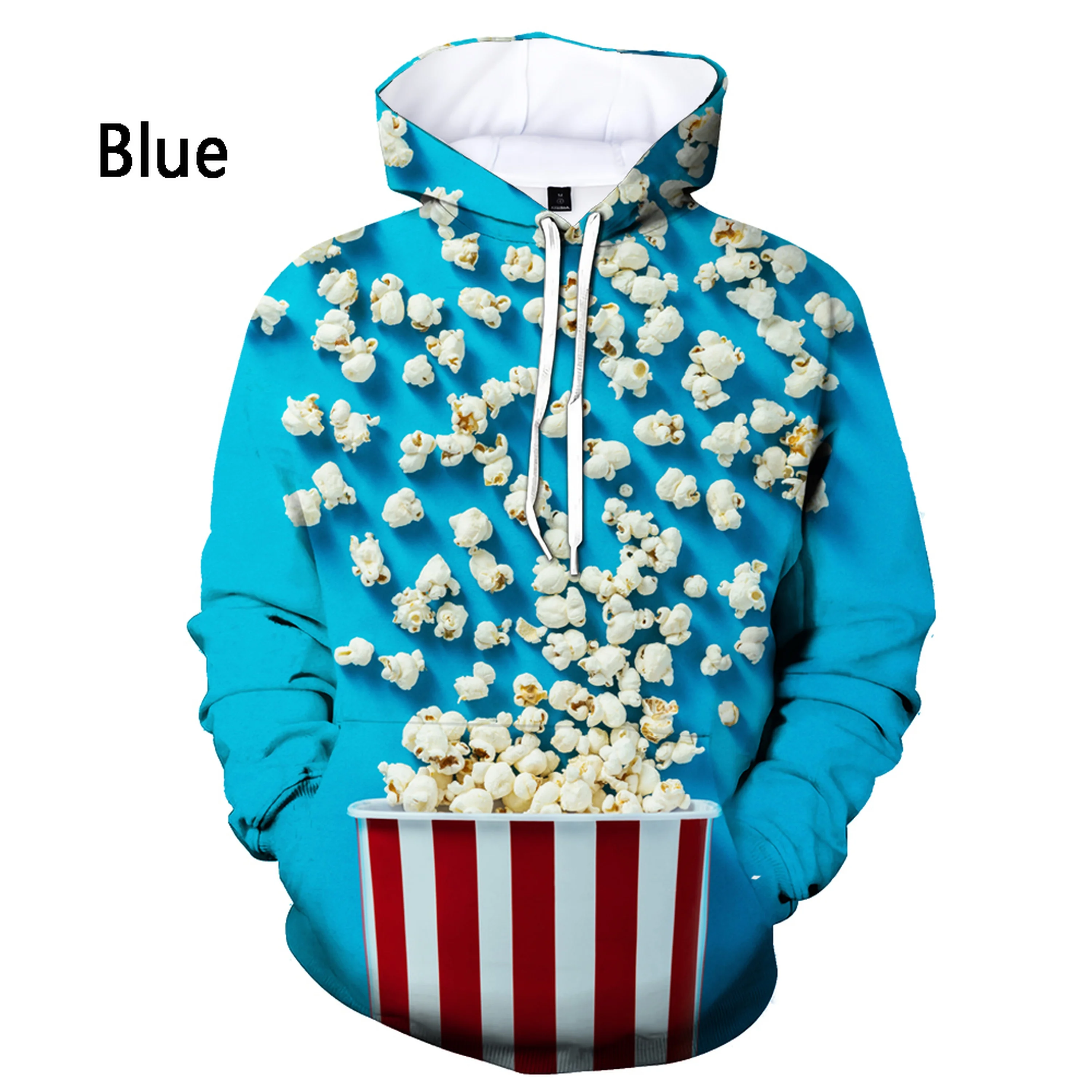 Men Women 3D Printed Hoodie Food Popcorn Chips Macaron Casual Hoodie Sweatshirts