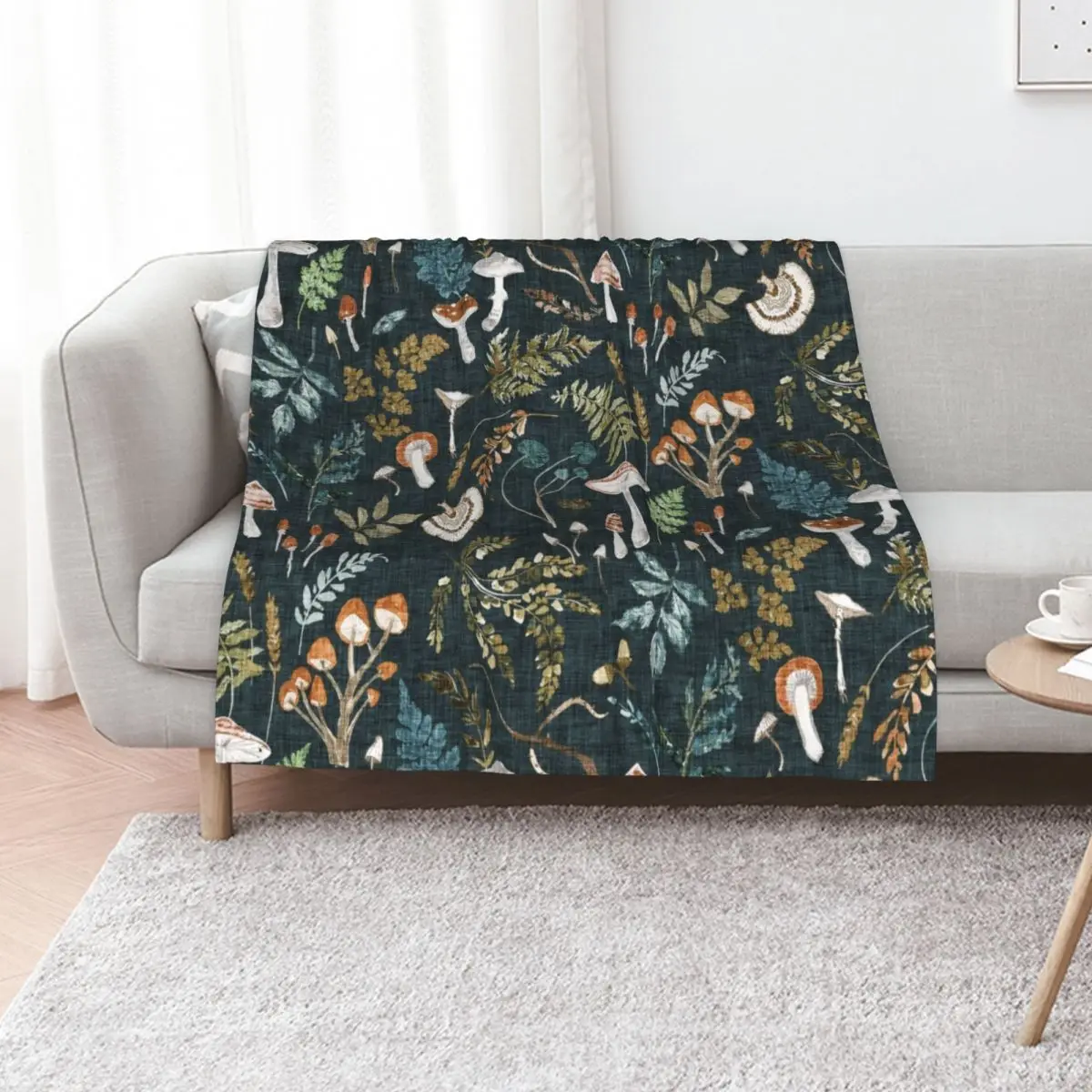 Mushroom Grove (midnight) Throw Blanket Luxury Designer Bed linens cosplay anime Stuffeds Sleeping Bag Luxury Brand Blankets