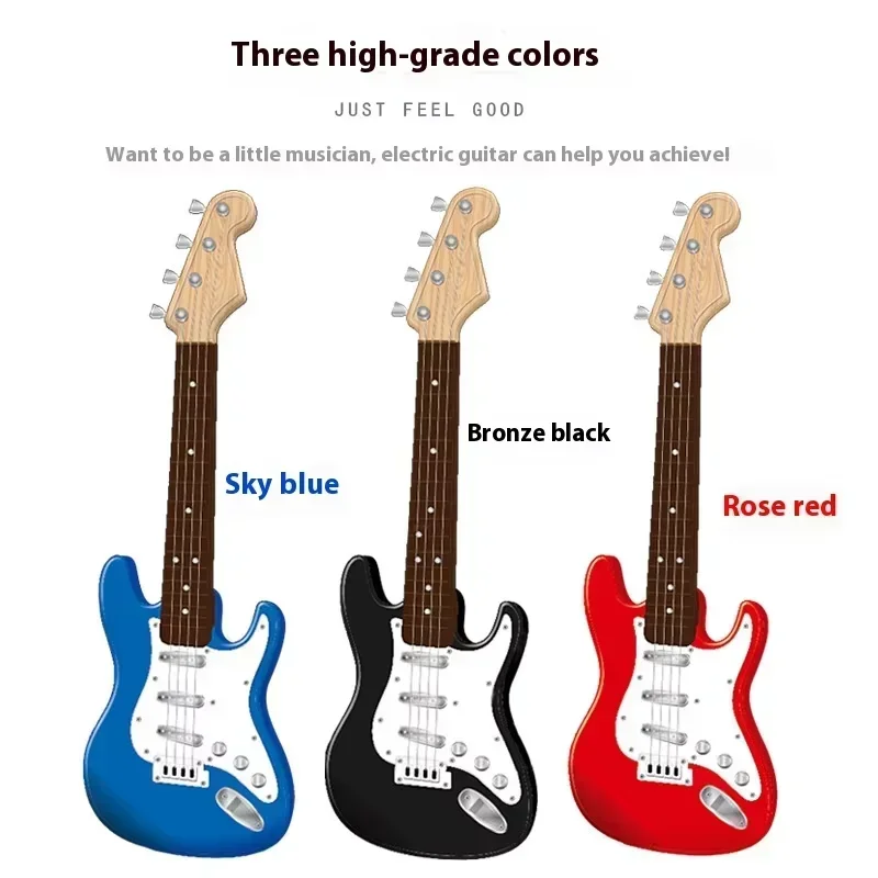 English:​ Children Electric Guitar Toy Touch Sensitive Light Up 4 Strings 8 Songs Educational Musical Toy Gift for Kids