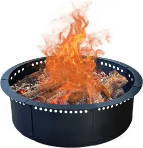 Anillo de fuego de acero al carbono para uso en exteriores, 60 pulgadas, contenedor resistente para chimenea de jardín