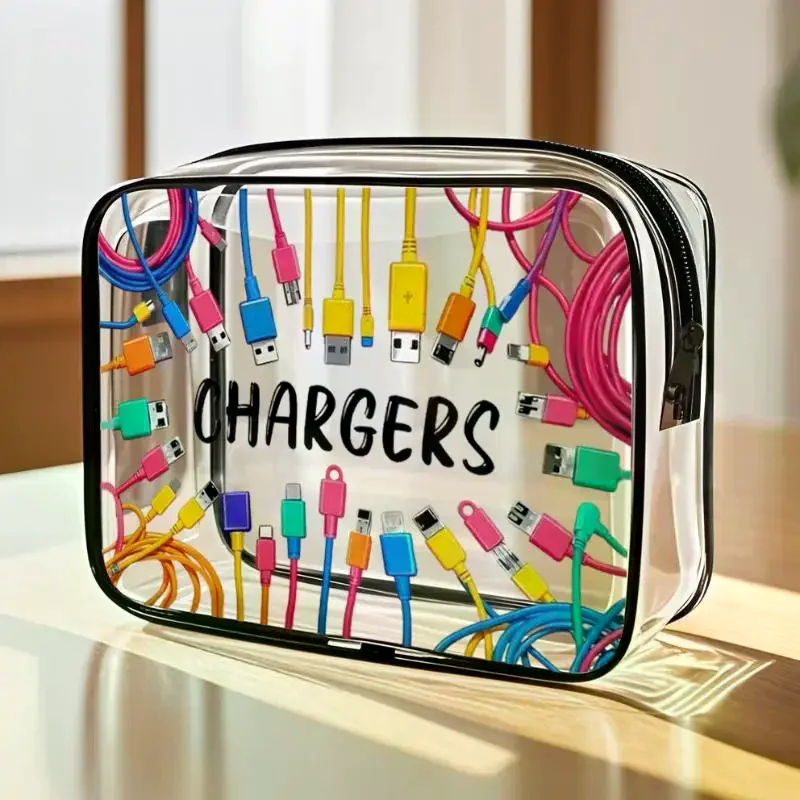 

Transparent Single-Sided Print Cosmetic Bag Portable Travel Toiletry Bag Thickened Makeup Bags Organizer PVC Storage Pouch