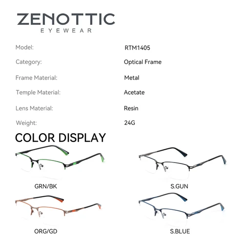 Imagen 2 del producto ZENOTTIC gafas graduadas hombre Trend Gafas graduadas deportivas de medio montura para hombre, gafas ópticas cuadradas, gafas fotocromáticas progresivas