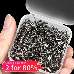 30pcs Pike Fishing Accessories Connector Pin Bearing Rolling Swivel Stainless Steel Snap Fishhook Lure Swivels Tackle