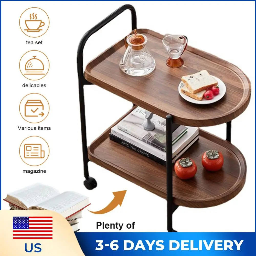 

Передвижной маленький столик из орехового дерева, элегантный кофейный столик с большой вместимостью, износостойкая полка для хранения книг, чая, ваз
