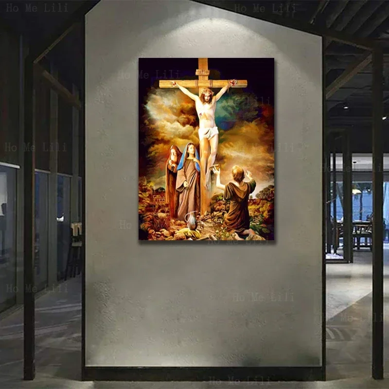 Jesus Resurrected Son Of God On The Cross The Divisive Love Of Christ Christian Canvas Wall Art By Ho Me Lili For Home Decor