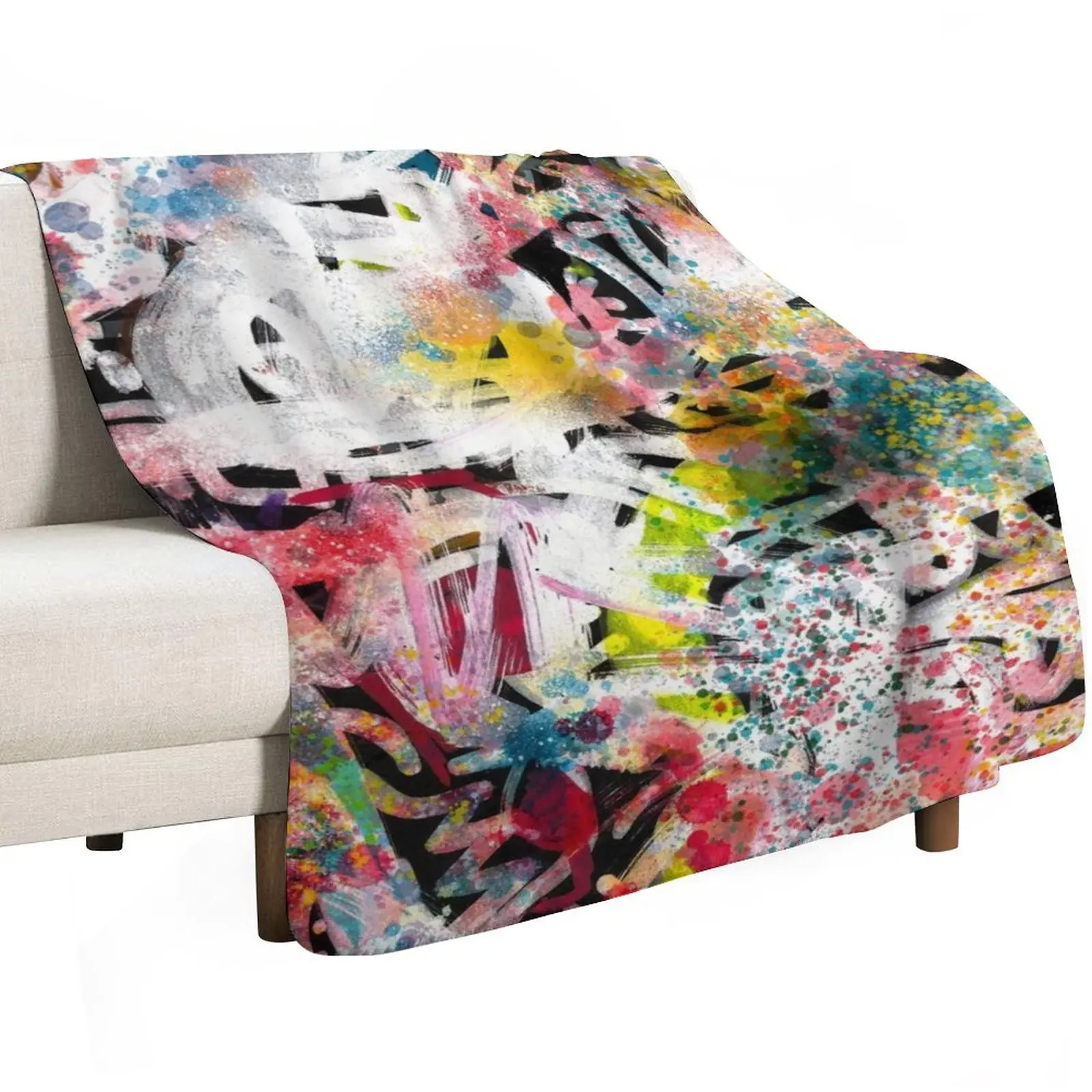 Street Art Abstract Pattern Spray Splatter Texture Graffiti Throw Blanket Plush Personalized Gift Hair manga Warm Blankets