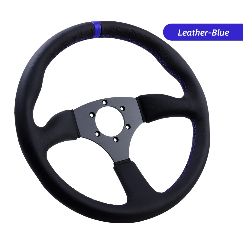 14Inch/350mm Sport Steering Wheel Leather Drift Car Racing/Game PC Steering Wheels PCD=6x70mm Black Spoke