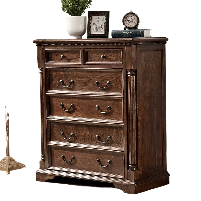 

Solid wood six-chest cabinet, five-chest cabinet, ash wood, American country locker, porch cabinet, side cabinet