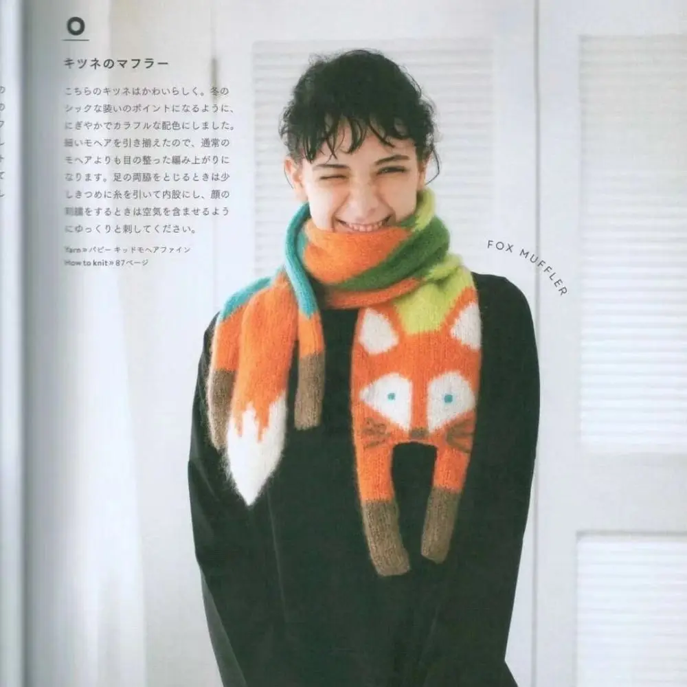 Syal Rajut Gaya Jepang Motif Hewan Imitasi Kasmir Syal Kartun Rubah Trendi Musim Gugur Musim Dingin Selendang Hangat