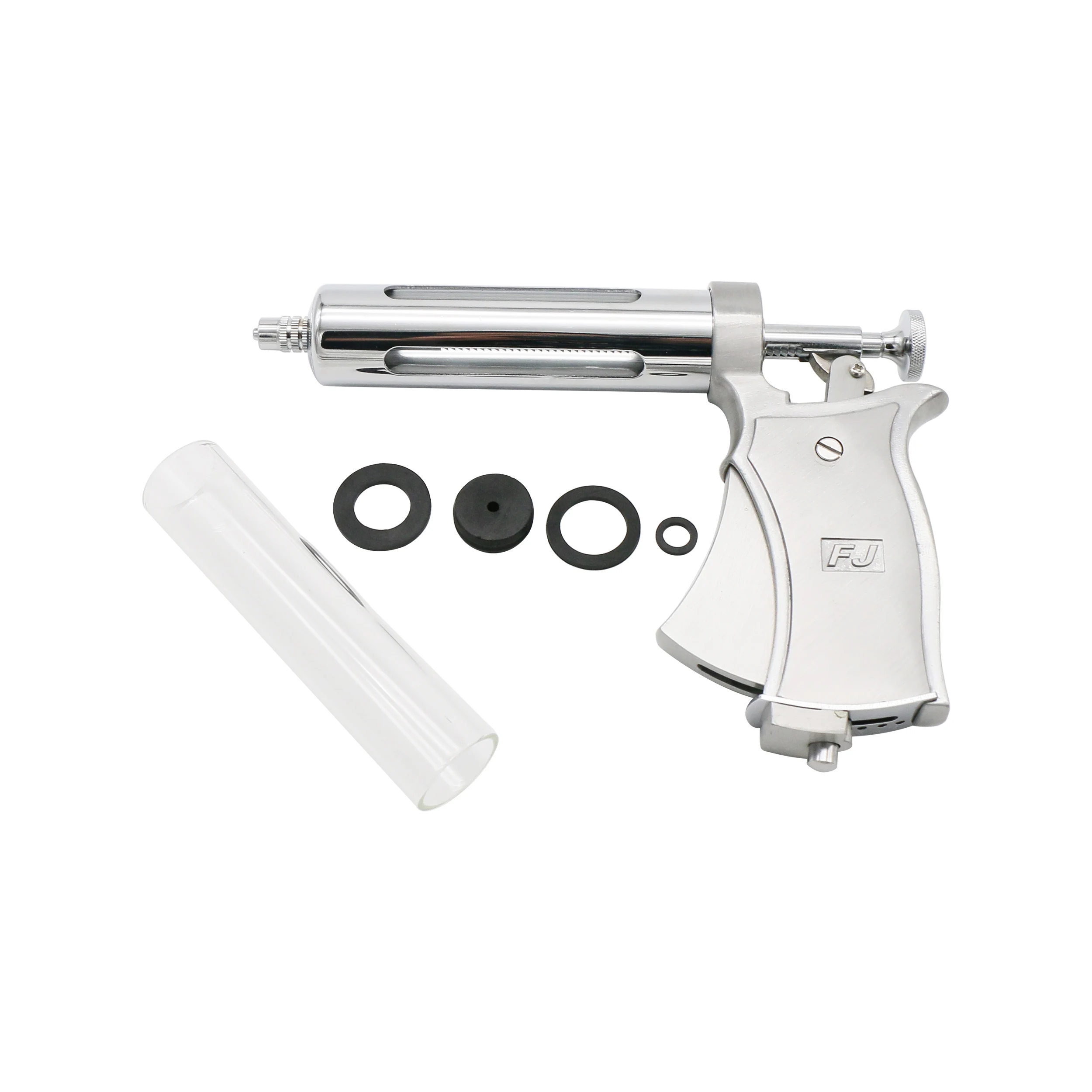 Verstellbare Spritzenpistole, 50 ml, automatische kontinuierliche Impfspritzenpistole aus Edelstahl für Kuh, Schwein, Schafe, Nutztiere – Detail 7