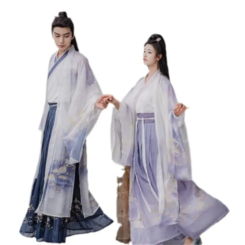 بدلة طباعة أغنية Hanfu Yunchuan Wei للرجال والنساء ، أرجوحة كبيرة للأزواج ، خرافية فائقة ، طالب يومي ، على الطراز الصيني