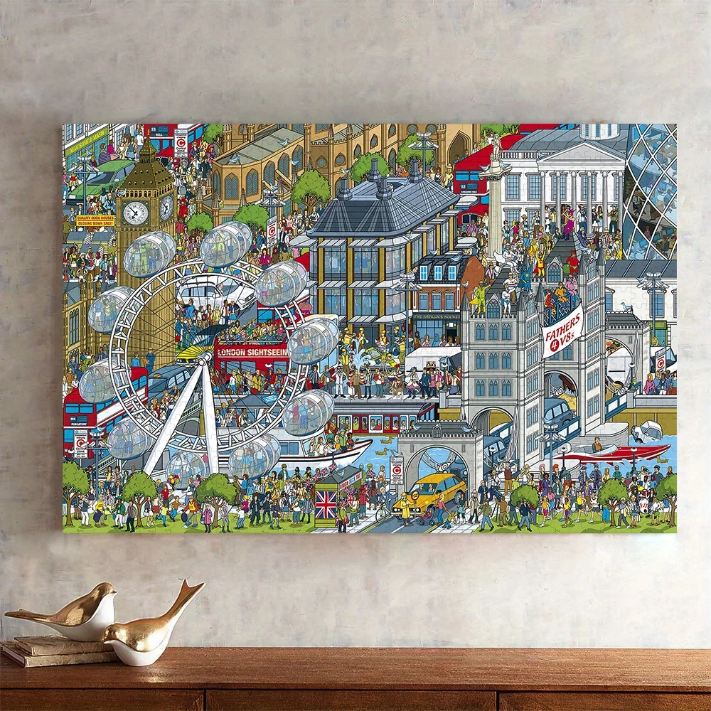 Puzzle da 1000 pezzi - London UK Big Ben e punti di riferimento, puzzle extra large da 74,98x50,01 cm con Thames River, orologio vintage Towe