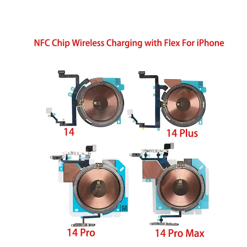 NFC 무선 충전 코일 스티커, 볼륨 전원 플렉스 케이블 교체 부품, 아이폰 14 플러스 프로 맥스