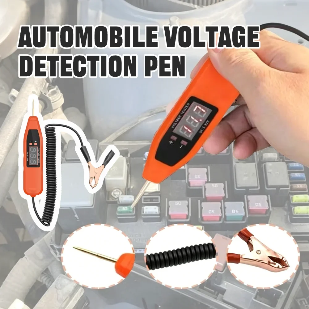 Digital Car Electrical Circuit Pen 5-120V Positive Negative Detection Probe Voltage Tester With Pure Copper Spring Wire