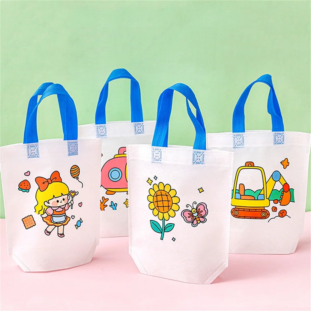 1Pc DIY Coloring Goodie Bags Party Gift Bag for Kids Toy Storage Bag Eco Non-Woven Fabric Bag For Birthday Cchristmas Party Gift