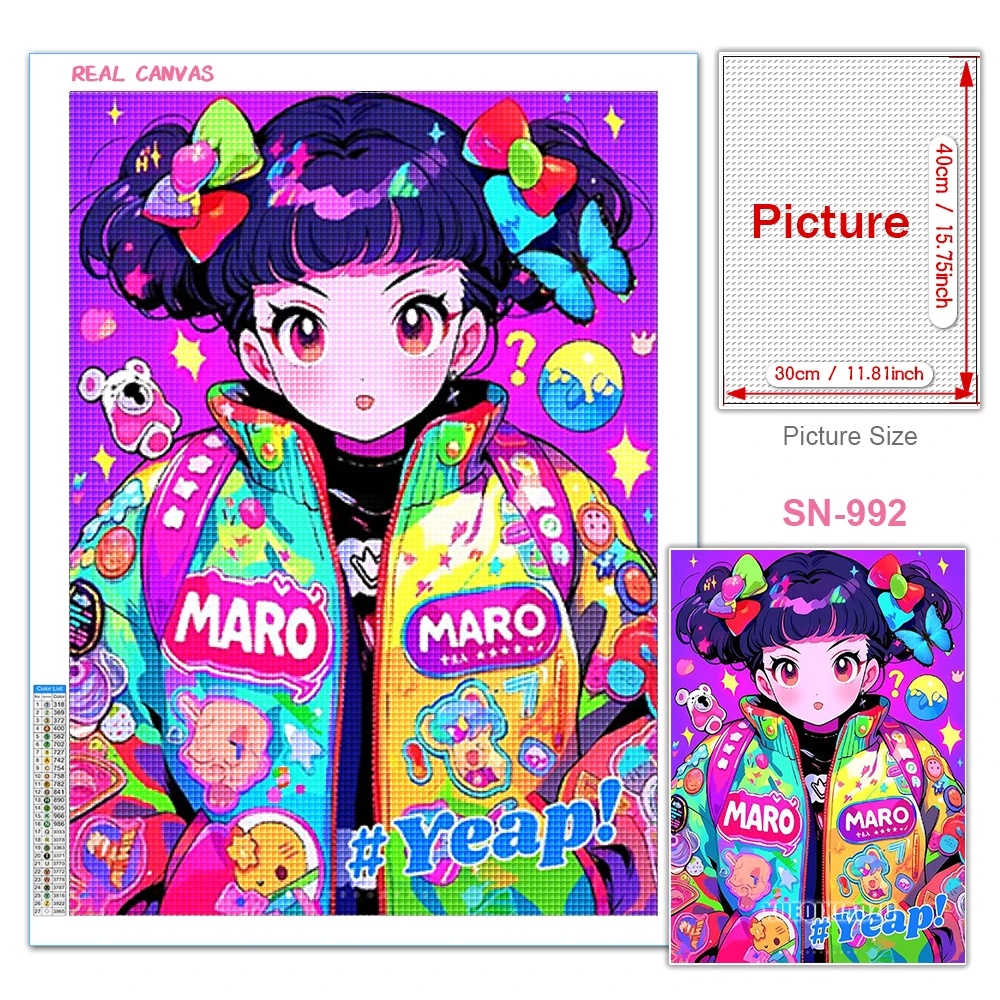 Cartoon Mädchen Diamant Malerei Kreuz Stich 5d Voller Diamanten Mosaik Stickerei Koreanischen Stil Bild Strass DIY Wohnkultur Geschenk – Detail 7