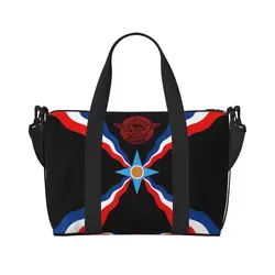 Custom Large Syriac Suryoyo Flag Logo Tote Bag for Women Aramean Assyria Shoulder Shopping Gym Beach Travel Bag