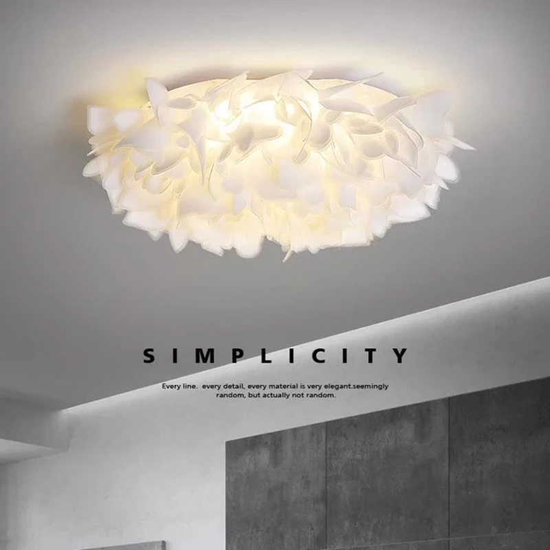 Modern White  LED Chandeliers Ceiling Light Petal Decoration Lamp Holder Bedroom Dining Room Chandelier Ceiling Lamp