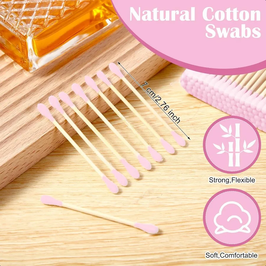 Tamponi di cotone di bambù da 5000 pezzi Tamponi di cotone biologico doppi con punte per orecchie Applicatore con punta sterile Tampone per trucco quotidiano