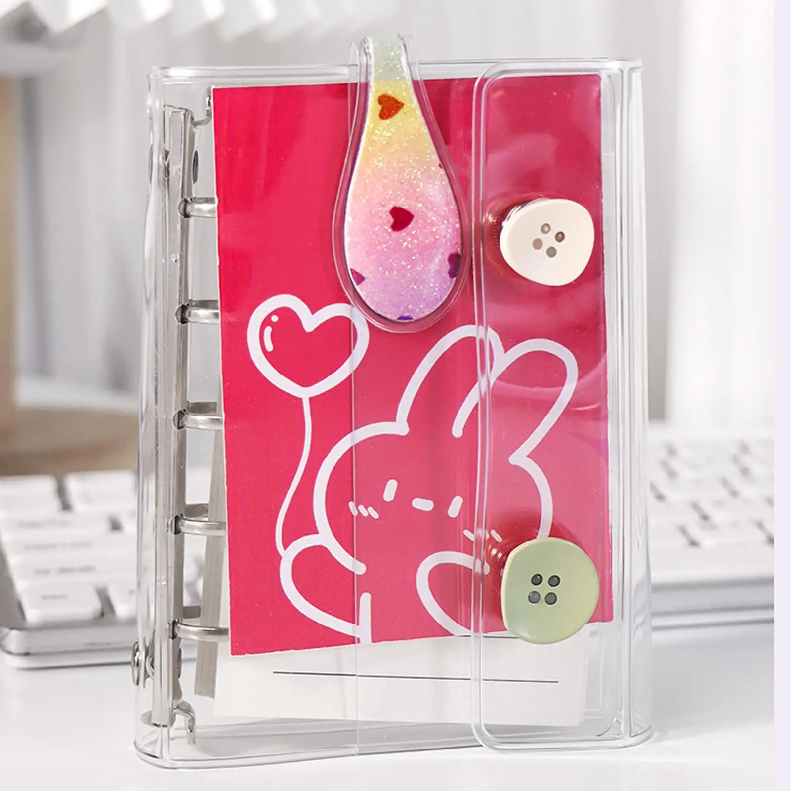 M5 Organizer Binder Notebook Transparent PVC Three Fold Double Buckle And 5-hole Notebook Binder Shell, Only Shell, No Pages